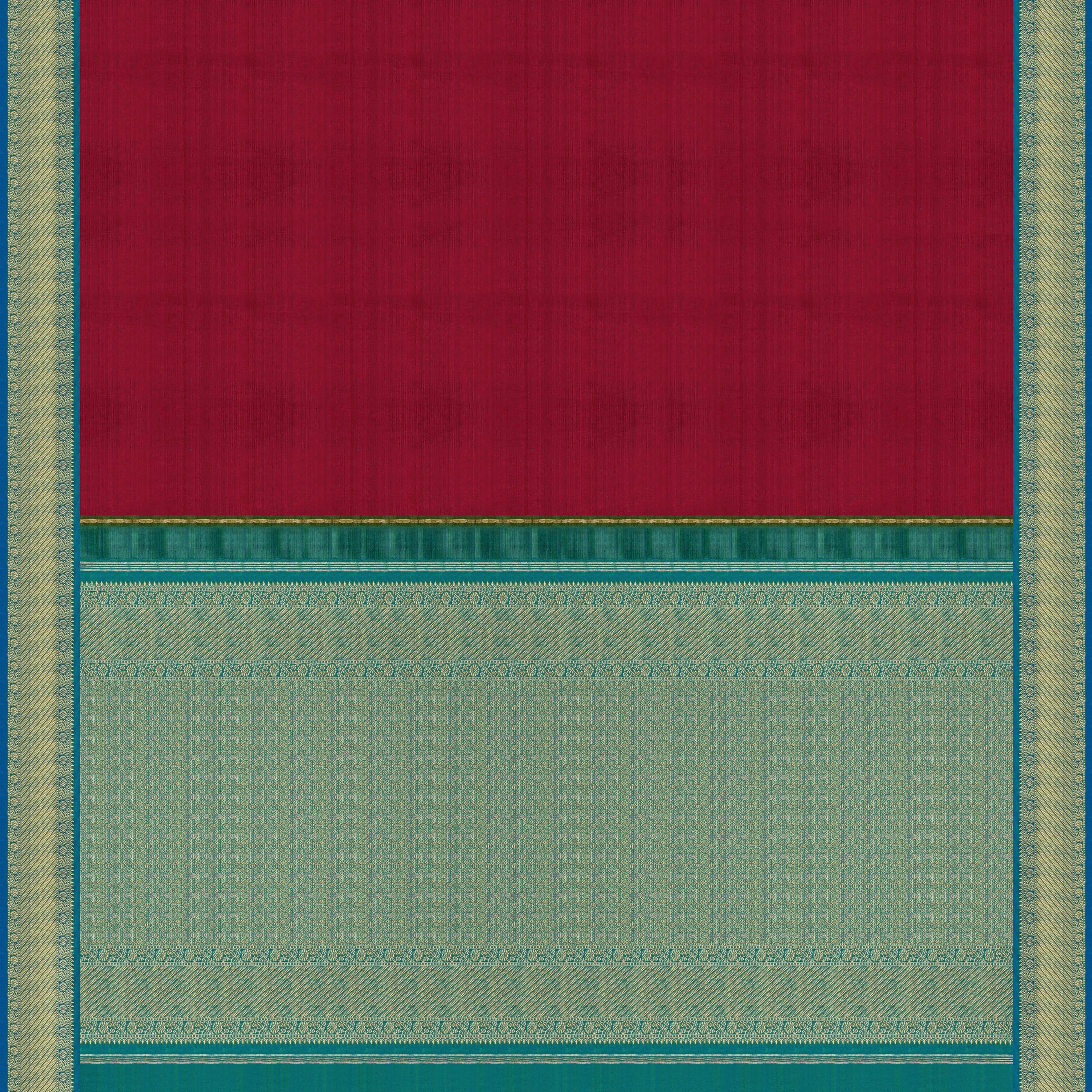 Handwoven Maroon with Blue Kanjivaram Silk Saree - 1919T009035DSC