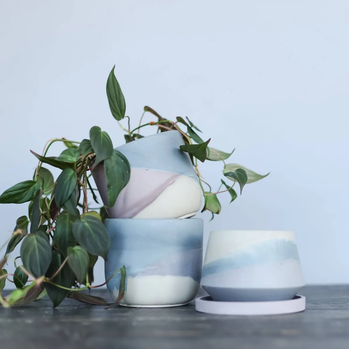 Harper Modern Concrete Planter - Midnight Blue 3 Inch