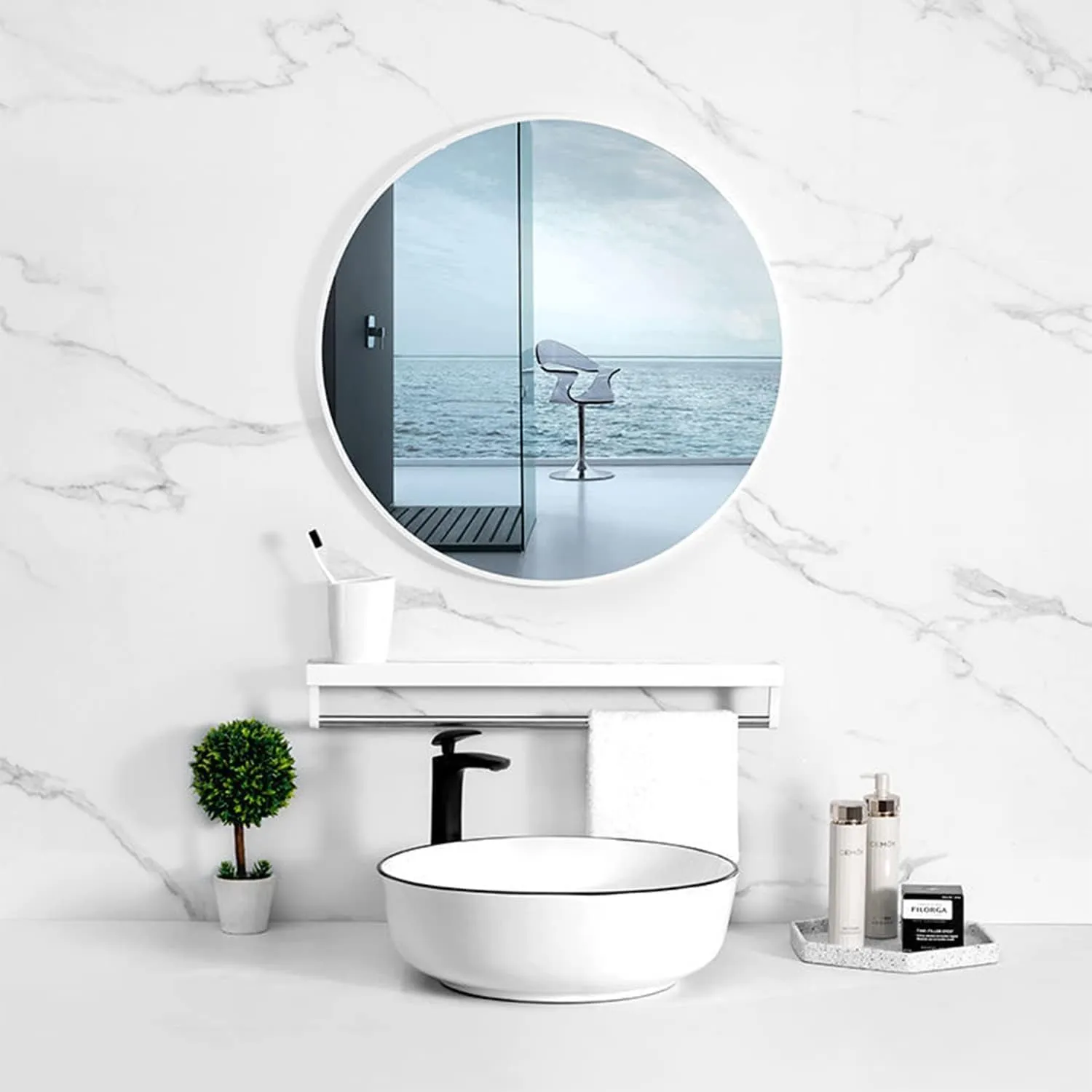 HOME CUBE 4 Pc Acrylic Frameless Adhesive Wall Mirror Stickers for Home Decor, Bathroom, Bedroom, Living Room, Dining Room, Entryway, Hallway - 30x30cm (Round)