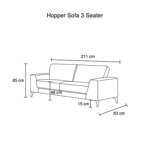 Hopper Sofa 3 Seater Light Grey (New)