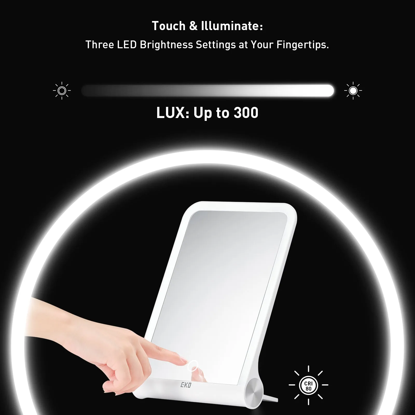 iMira  1X Foldable 10.6" LED Mirror - White