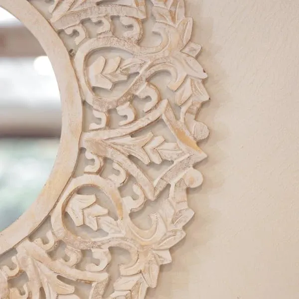 Inara Home Decor Wooden Carved Distress Mirror Panel