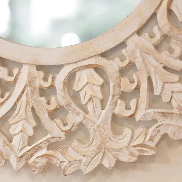 Inara Home Decor Wooden Carved Distress Mirror Panel