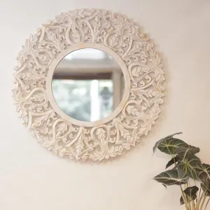 Inara Home Decor Wooden Carved Distress Mirror Panel