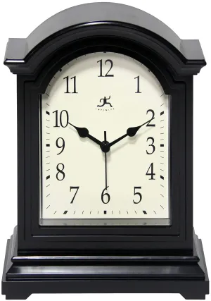 Infinity Instruments Miniature Grandfather Clock for Mantle, Vintage Tabletop Clock with Antique Design, 9"x6", Black