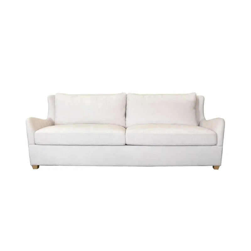 Kaleb Ivory Wingback Sofa with Cerused Oak Feet by Worlds Away