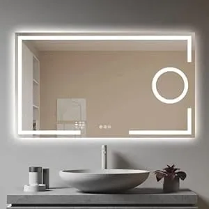KALYAN TRADERS led Wall Mirror bedroom mirror with Touch Sensor: Illuminated Rectangular Lighted Mirror with Natural Light Background (Wall Mount) size(24x30)-W5.