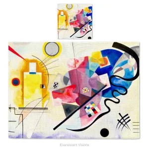 Kandinsky Abstract Art Colourful Fabric Placemat and Coasters