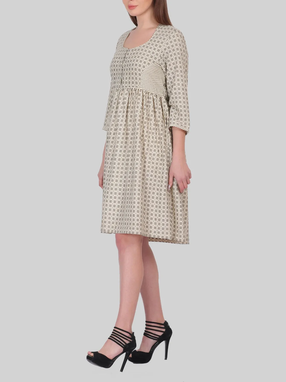 Khadi Cotton Dress Beige