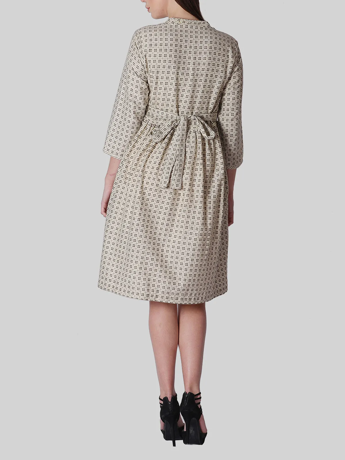 Khadi Cotton Dress Beige