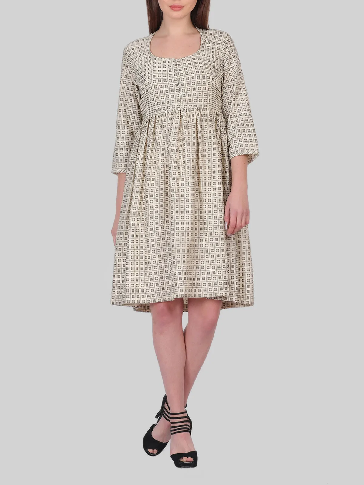 Khadi Cotton Dress Beige