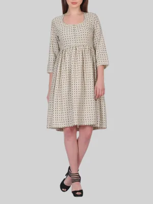 Khadi Cotton Dress Beige