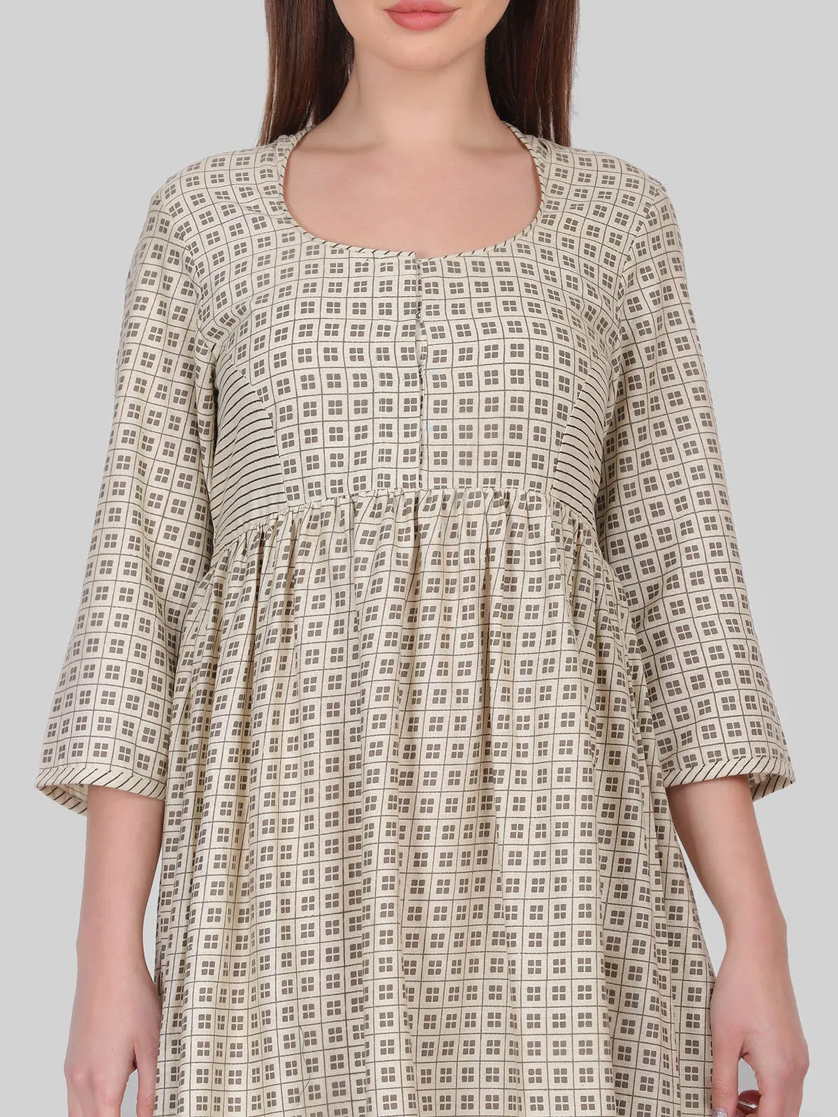 Khadi Cotton Dress Beige