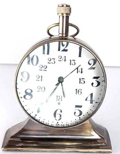 KV Collection Beautiful Antique Style Brass Trophy Table Clock. Exclusive Gifting idea
