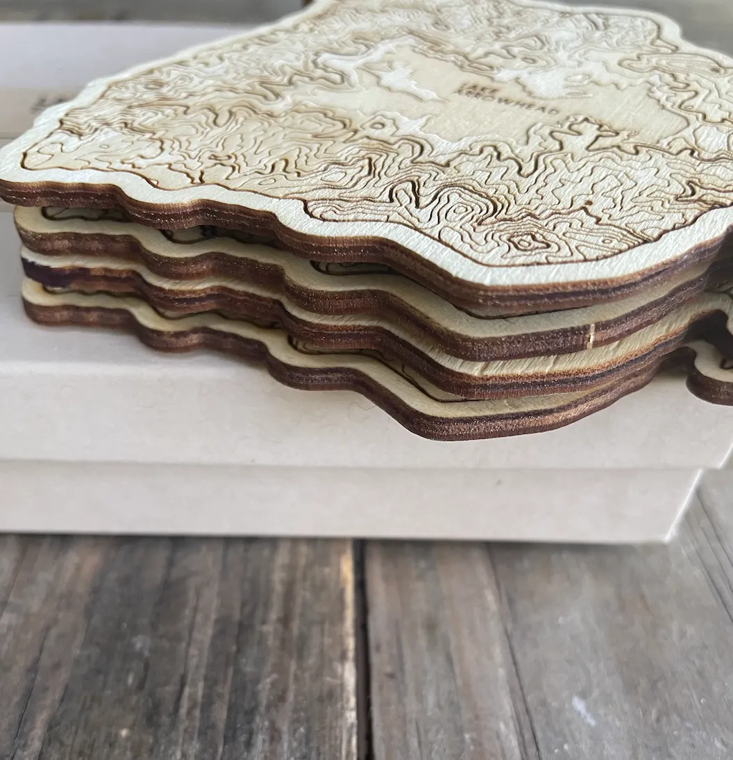 LAKE ARROWHEAD TOPOGRAPHY COASTER SET [BOX OF 4]
