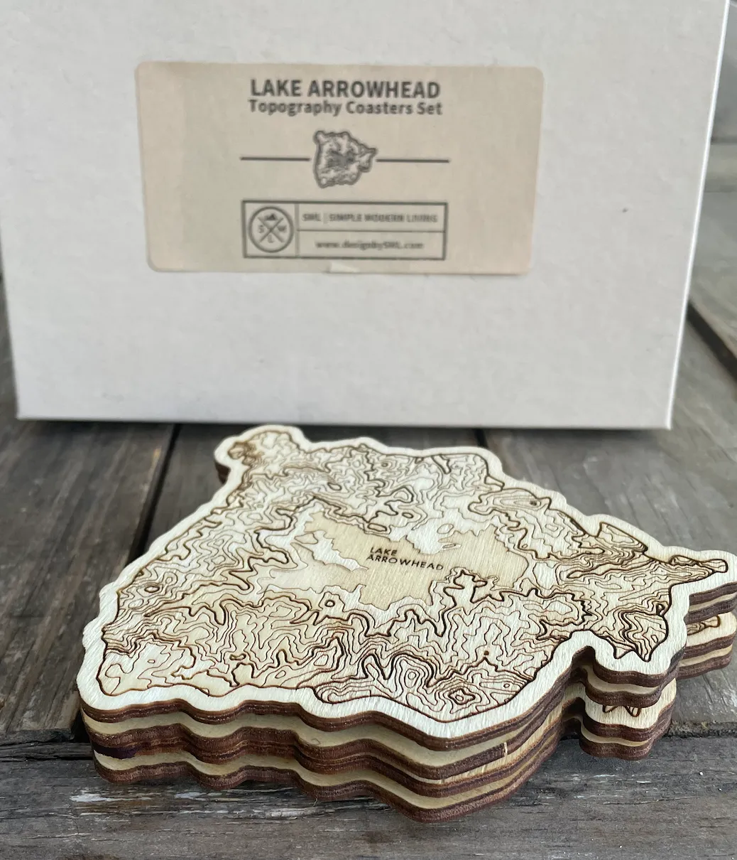 LAKE ARROWHEAD TOPOGRAPHY COASTER SET [BOX OF 4]