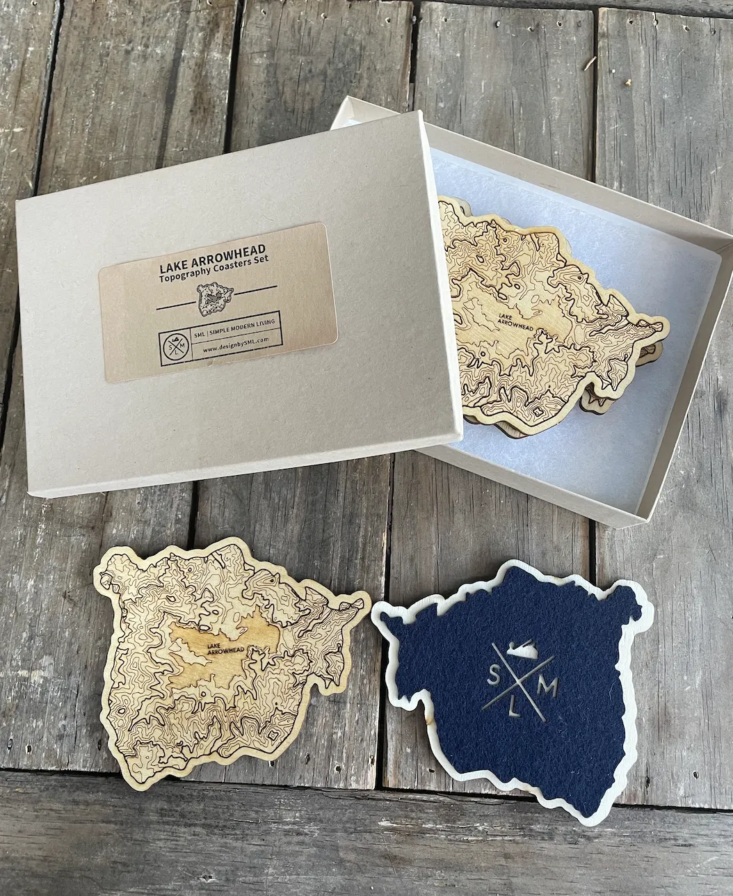 LAKE ARROWHEAD TOPOGRAPHY COASTER SET [BOX OF 4]