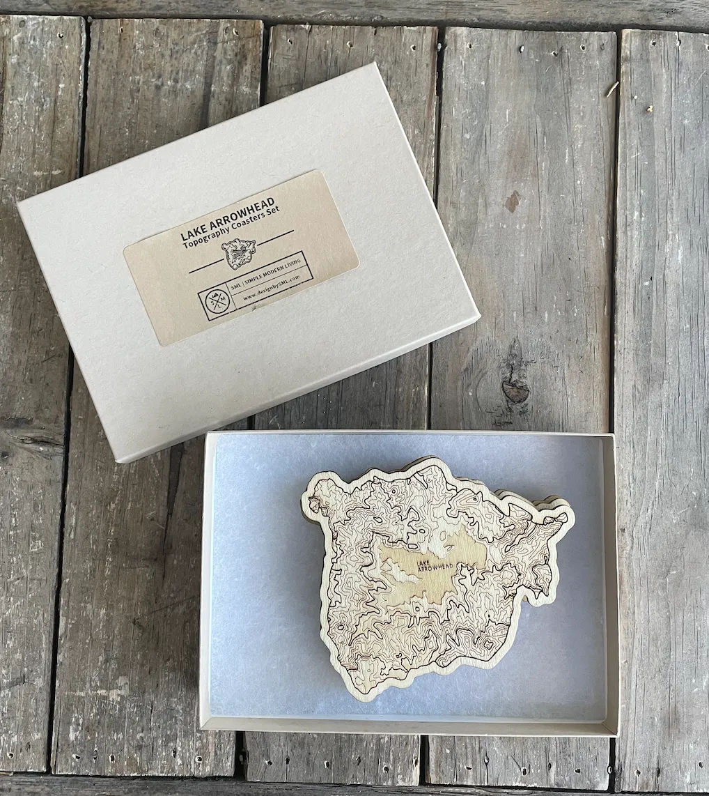 LAKE ARROWHEAD TOPOGRAPHY COASTER SET [BOX OF 4]