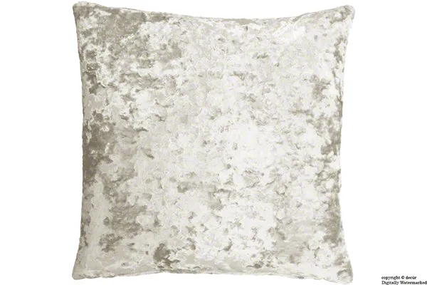 London Crushed Velvet Cushion - Chalk