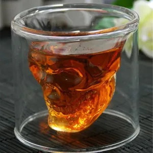 Magic Transparent Glass Skull Mugs Coffee Cups Bilayer Bar Wine Beer Drinkware Gift Tea Cup  Home Drinking