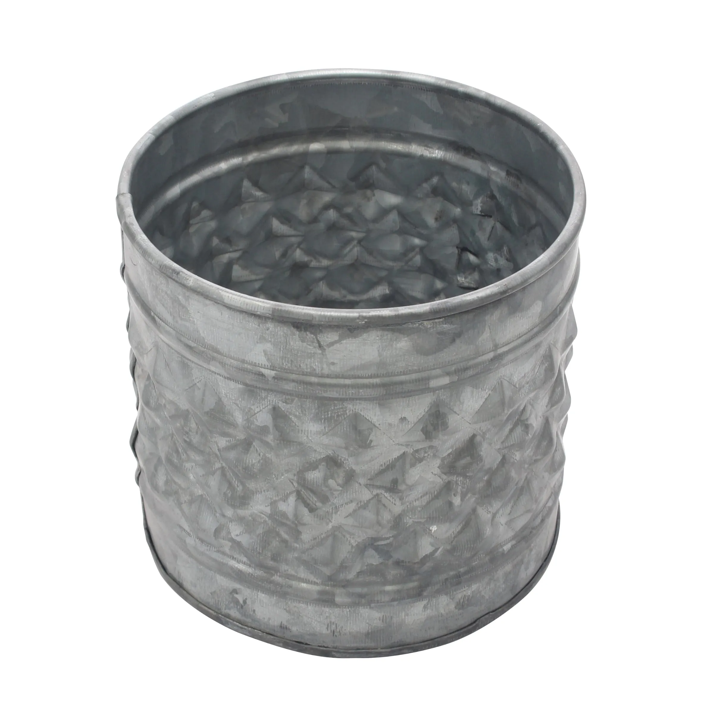 Medium Antique Galvanized Metal Textured Planter (WS)