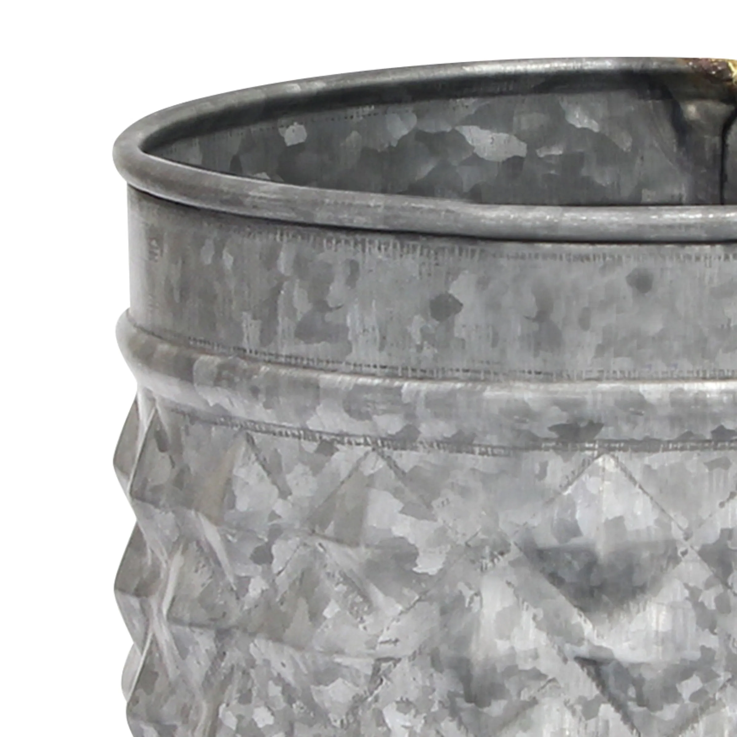 Medium Antique Galvanized Metal Textured Planter (WS)
