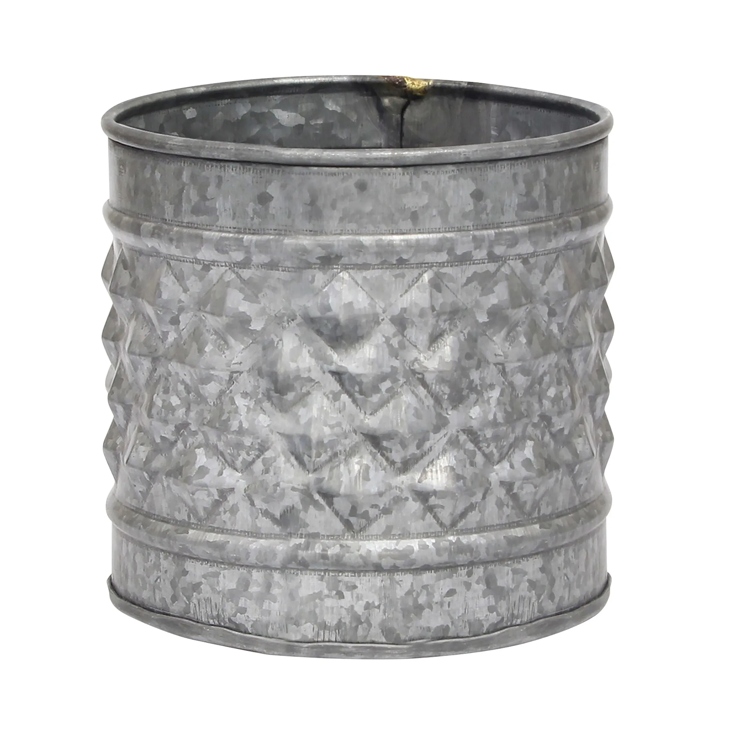 Medium Antique Galvanized Metal Textured Planter (WS)