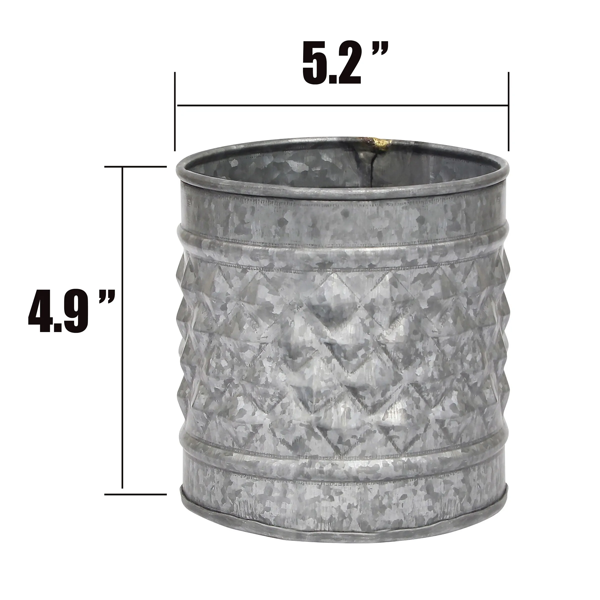Medium Antique Galvanized Metal Textured Planter (WS)