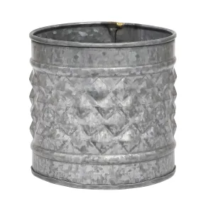 Medium Antique Galvanized Metal Textured Planter (WS)