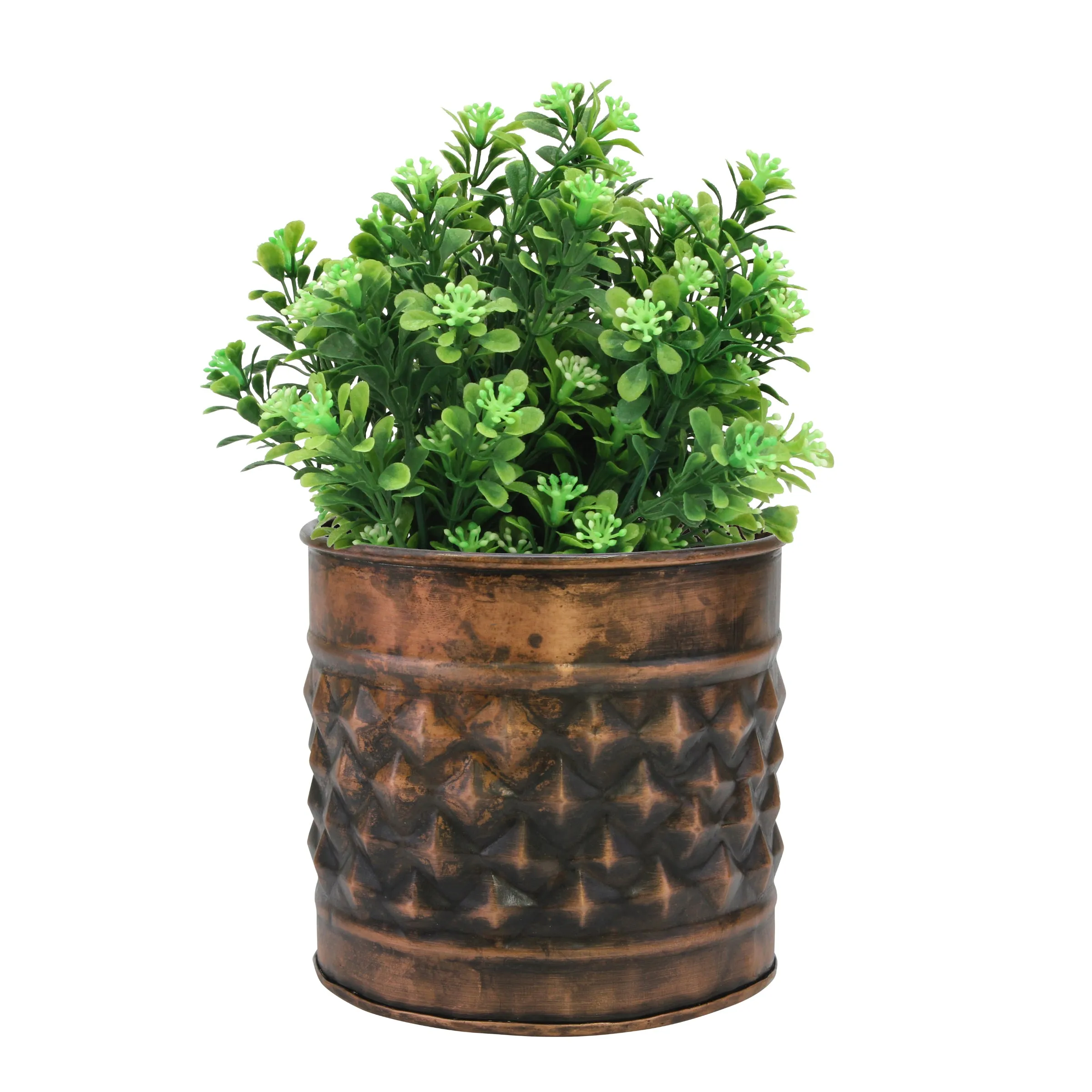 Medium Old Copper Texturized Metal Planter