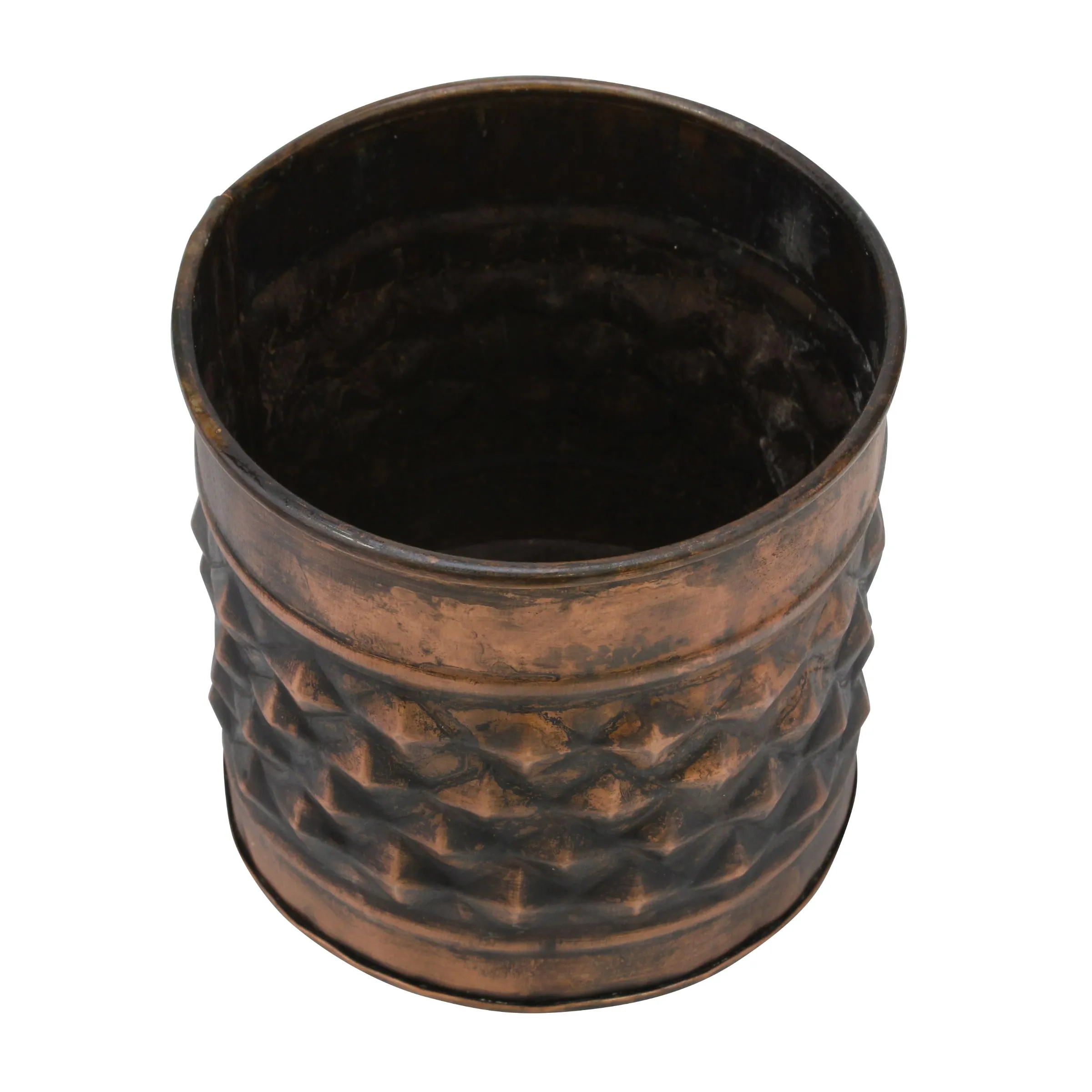 Medium Old Copper Texturized Metal Planter
