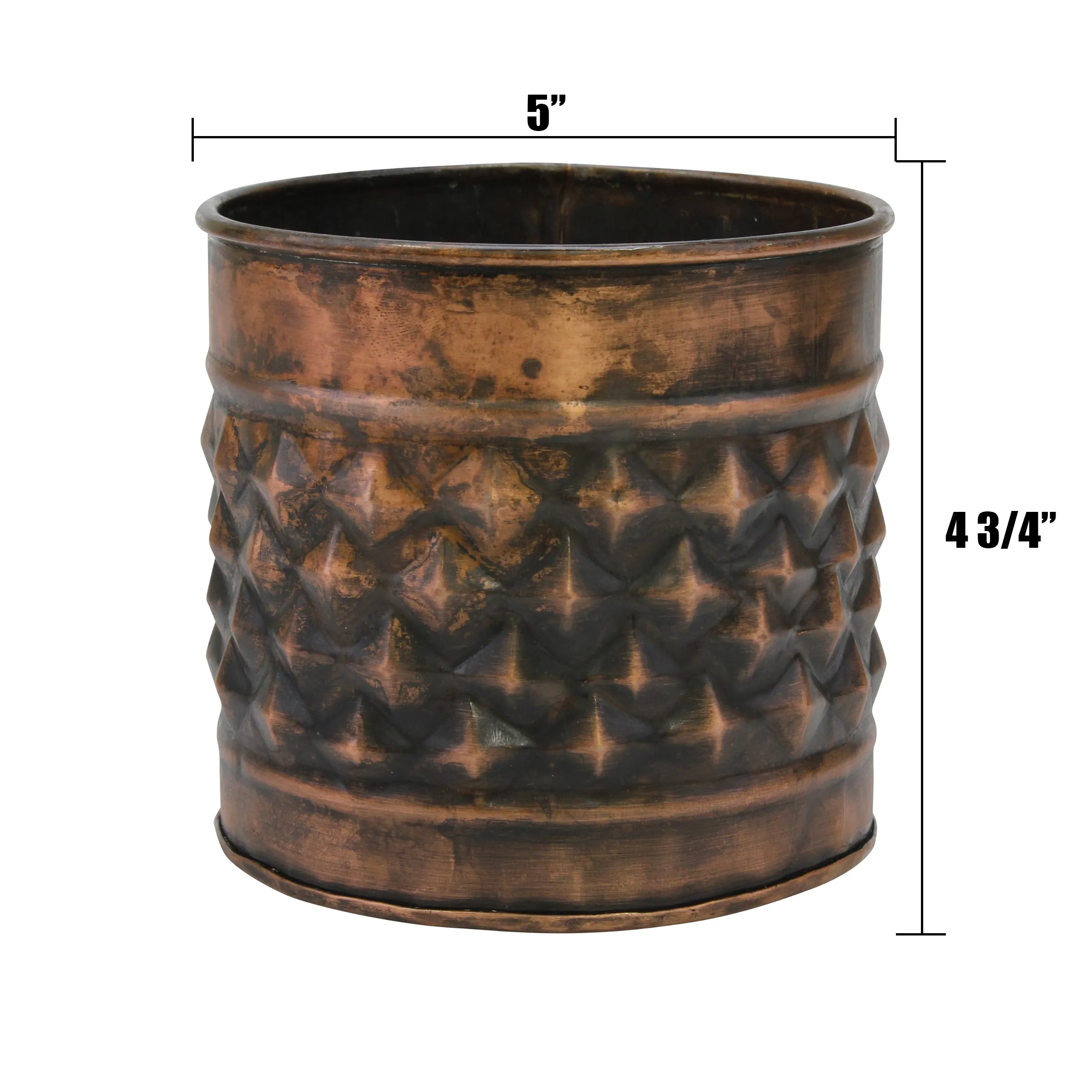 Medium Old Copper Texturized Metal Planter