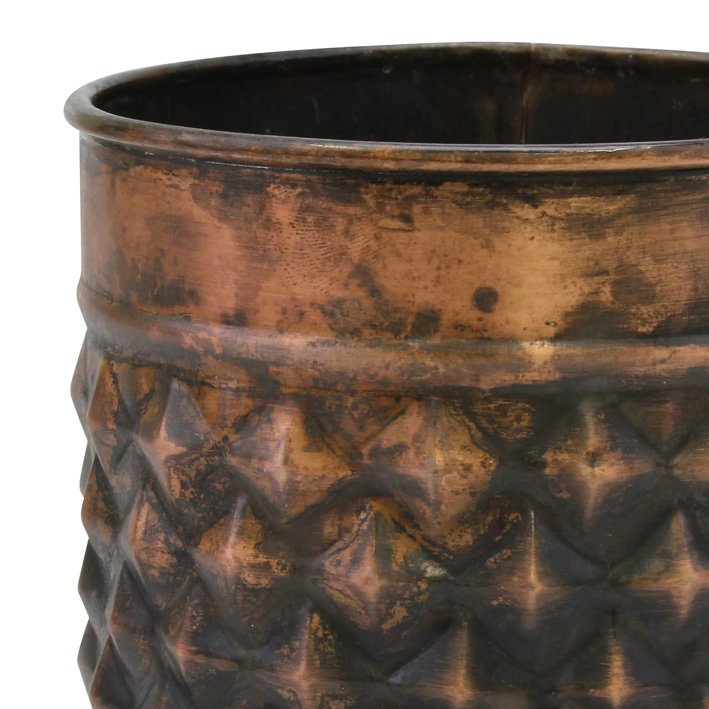 Medium Old Copper Texturized Metal Planter