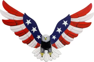 Metal Wall Art, Veterans Day Patriotic Hanging Sculpture, Large Handmade Centerpiece Independence Day 4th of July Decoration, 3 Pcs