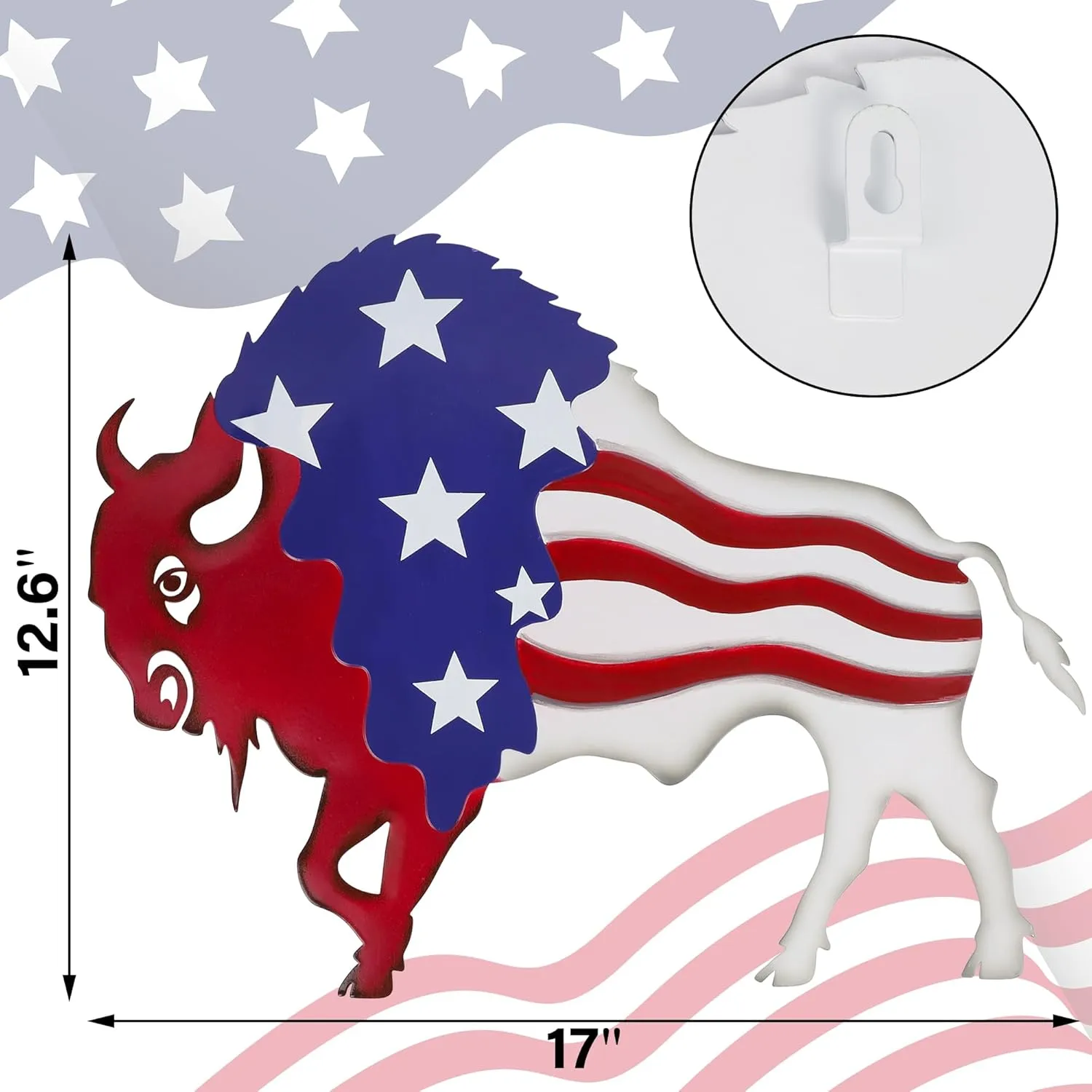 Metal Wall Art, Veterans Day Patriotic Hanging Sculpture, Large Handmade Centerpiece Independence Day 4th of July Decoration, 3 Pcs