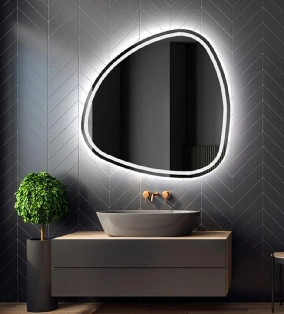 MORADABAD INTERNATIONAL led Mirror Glass with Touch Sensor for Bathroom/3 Tone (White Light, Natural Light, Warm Light)/Stylish Wall Mirror for Living Room/Bedroom/Dressing Room and Round 24x24-inch.