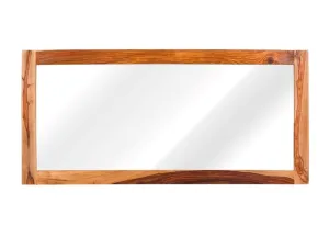 MORVINANDAN FURNITURE Solid Sheesham Wood Wall Dressing Mirror for Bedroom | Wooden Wall Mounted Rectangular Framed Mirror for Home | Designer Dressing Wall Console Mirror for Bathroom, Natural