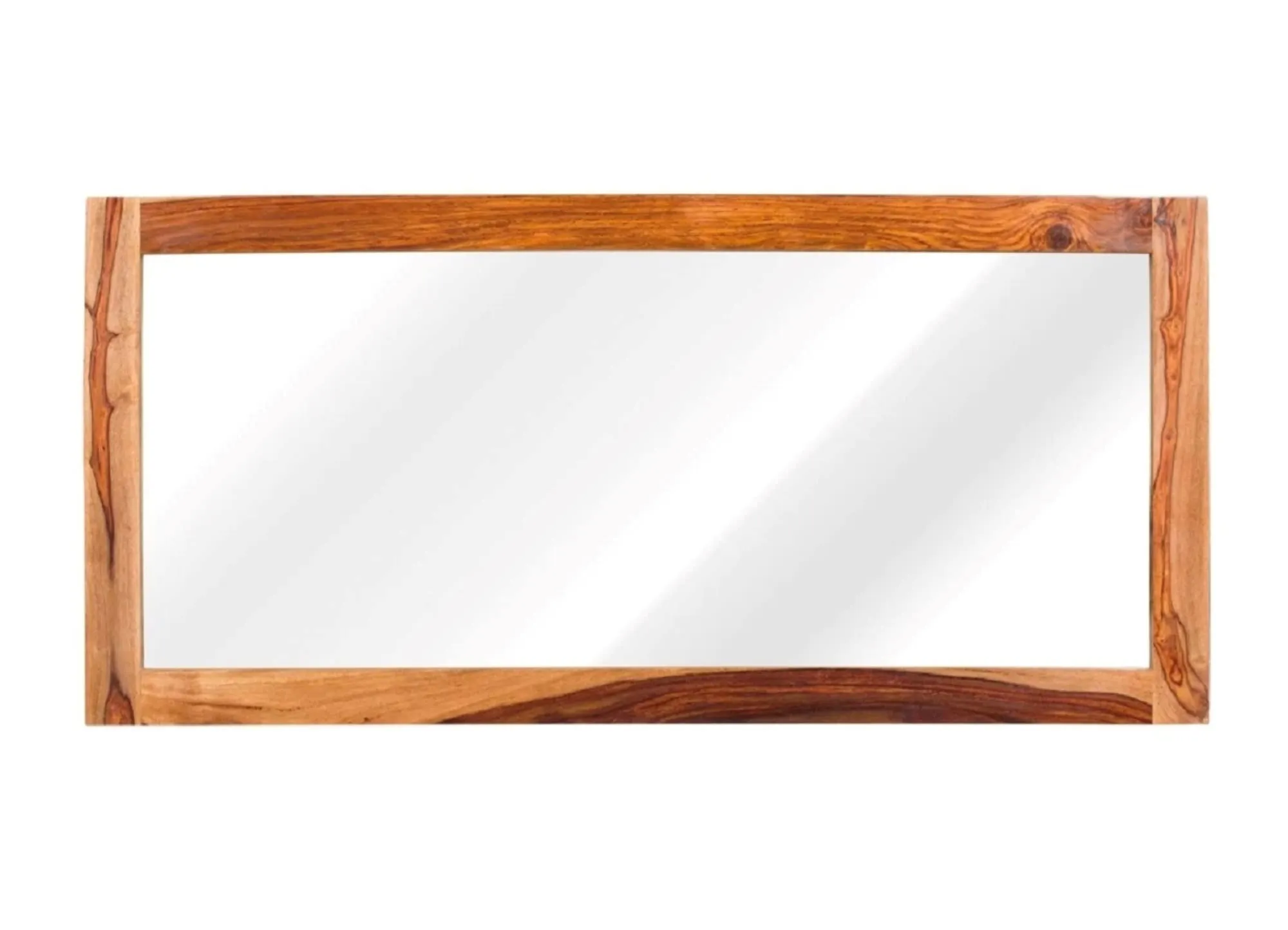 MORVINANDAN FURNITURE Solid Sheesham Wood Wall Dressing Mirror for Bedroom | Wooden Wall Mounted Rectangular Framed Mirror for Home | Designer Dressing Wall Console Mirror for Bathroom, Natural