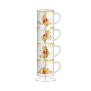 Mug - Stackable Winnie Pooh Mugs With Rack - 4pc 3oz