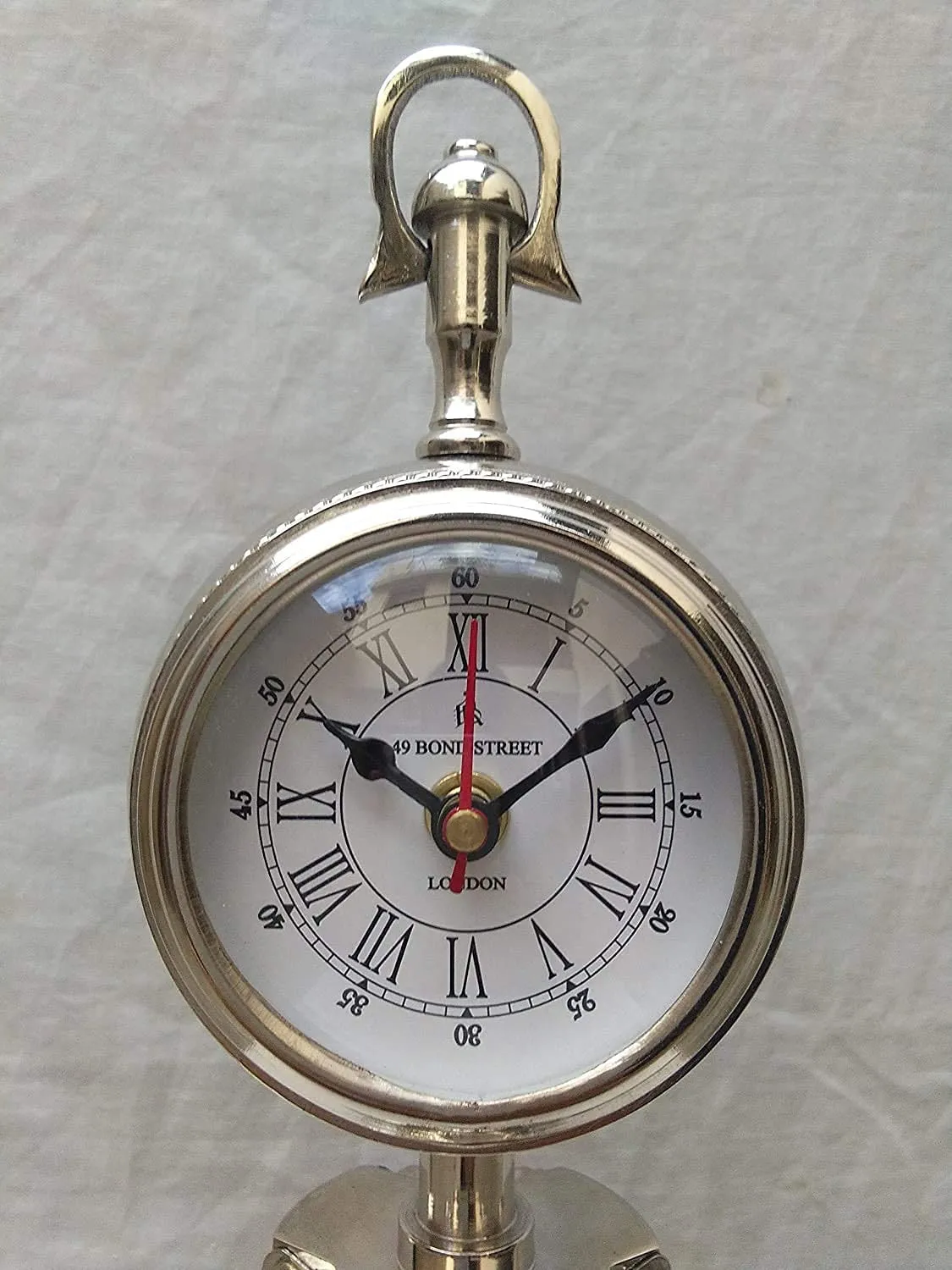 mz Enterprises Wooden Tripod Table Stand Clock Steel Finish Antique Look Stylish Roman Clock for Home Living Room