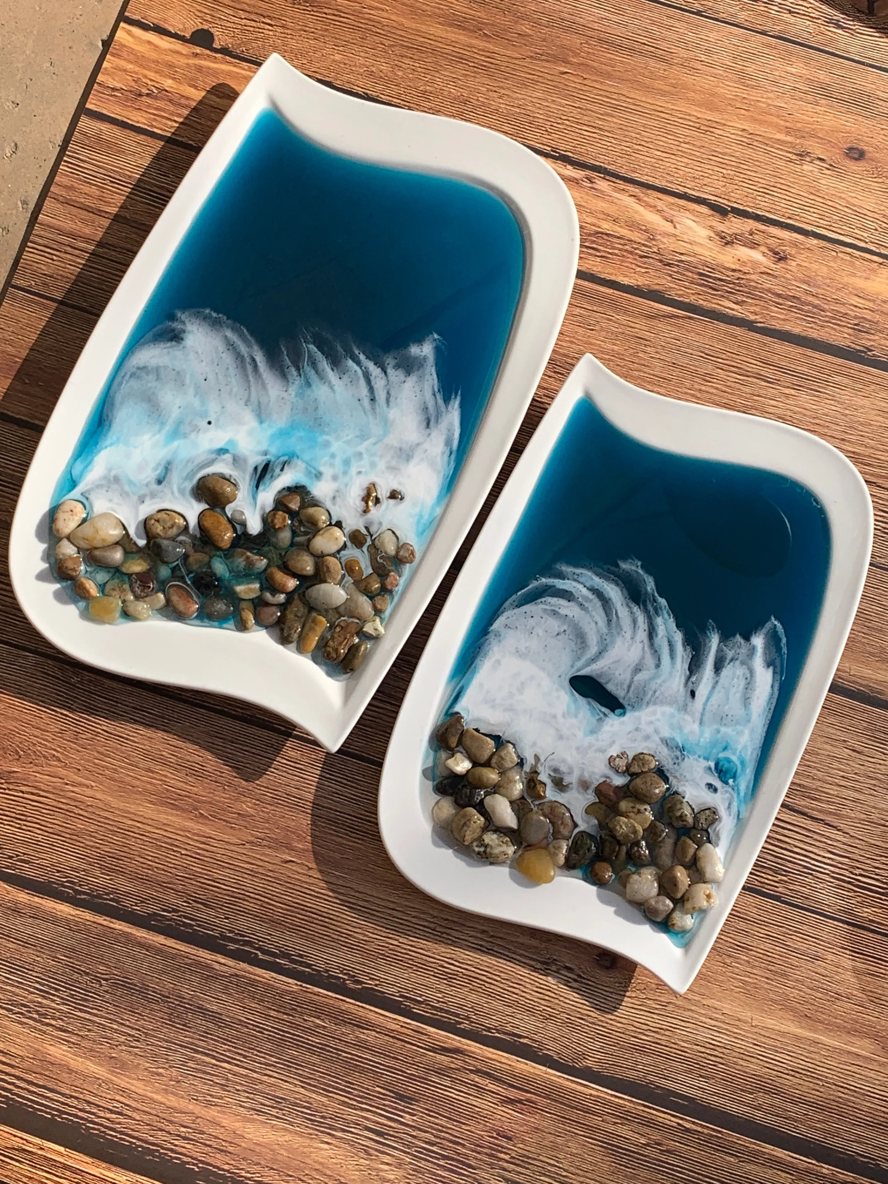 Ocean Rocks Porcelain Decorative/Jewelry Dish: Set of 2