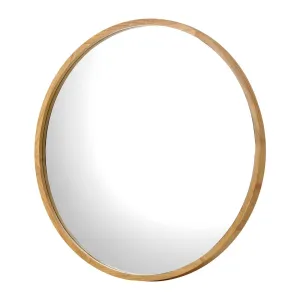 Oikiture 60cm Wall Mirrors Round Makeup Mirror Home Decro Wooden Dining Room