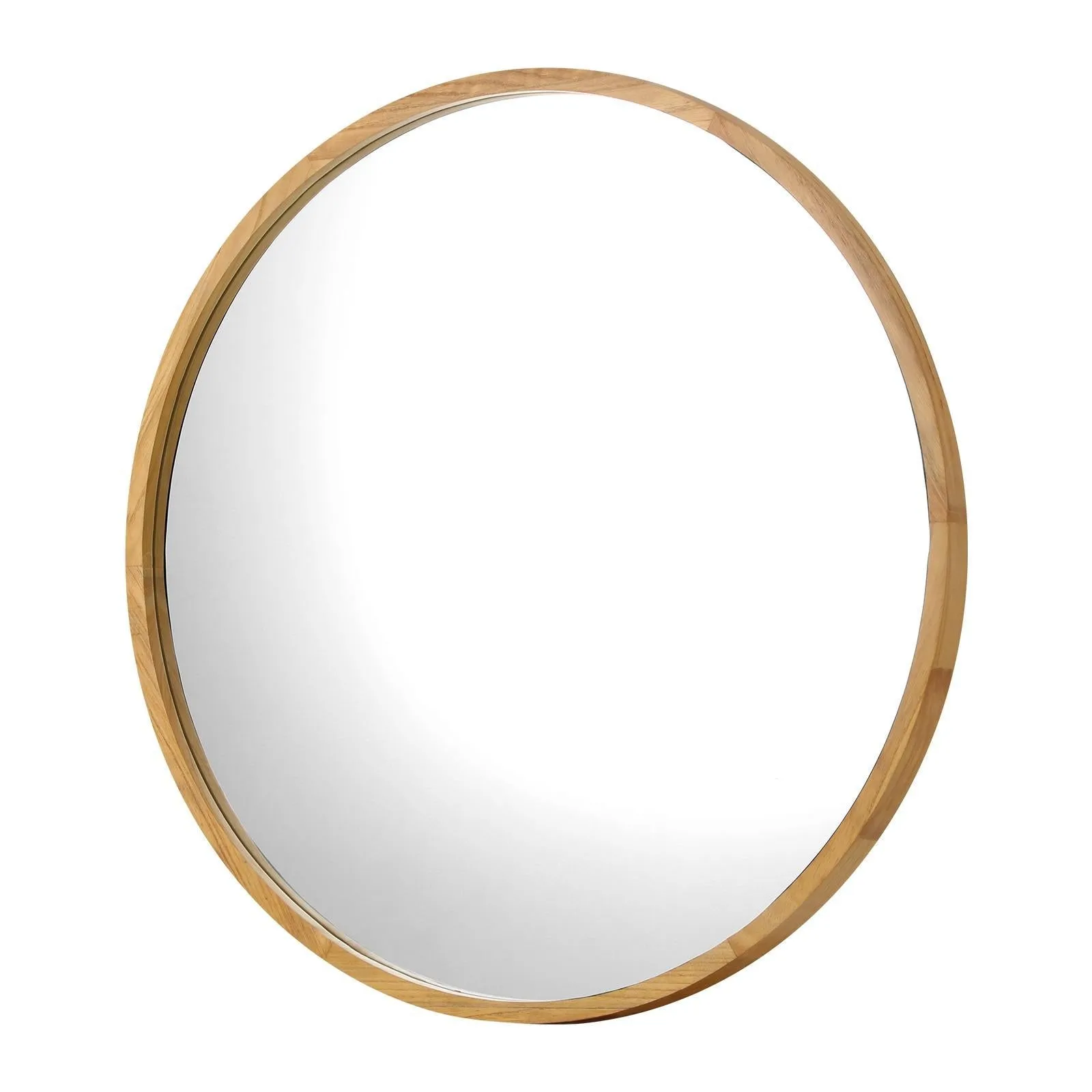 Oikiture 60cm Wall Mirrors Round Makeup Mirror Home Decro Wooden Dining Room