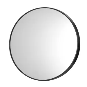 Oikiture Wall Mirrors Round 70cm Makeup Mirror Vanity Home Decro Black Bathroom