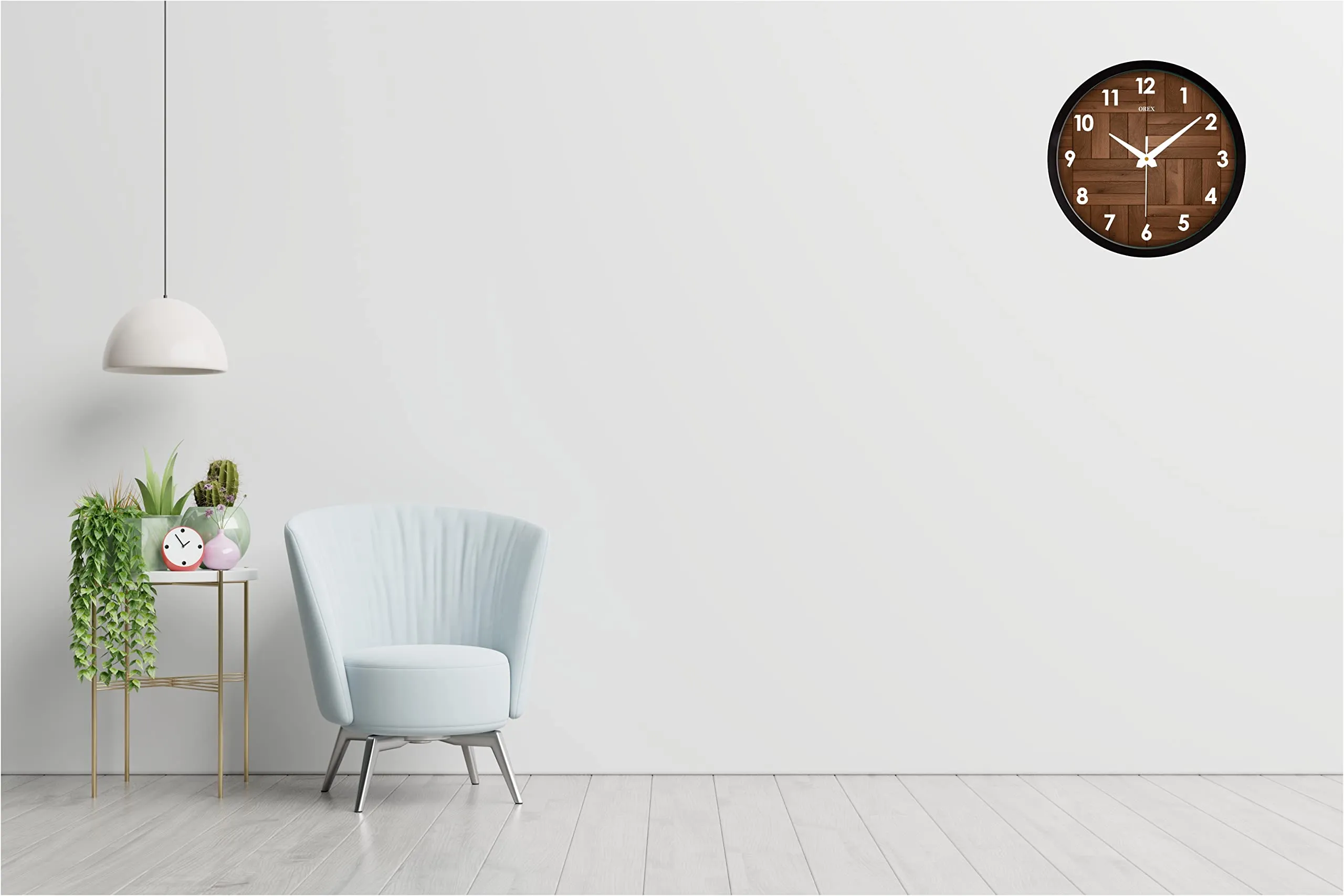 OREX CLOCK AND GIFT 12 inch Plastic & Glass Wall Clock for Home, Bedroom, Livingroom, Diningroom - Wooden Design