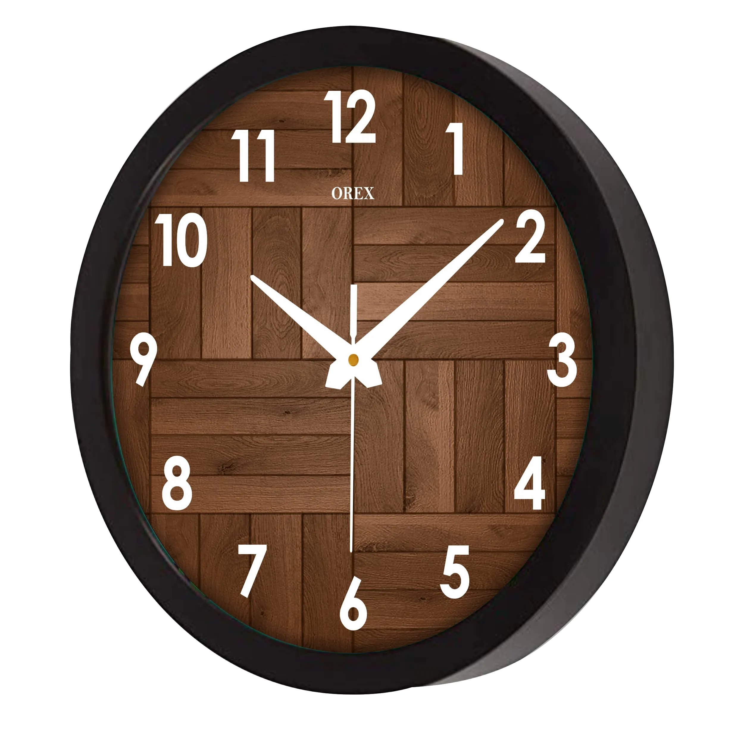 OREX CLOCK AND GIFT 12 inch Plastic & Glass Wall Clock for Home, Bedroom, Livingroom, Diningroom - Wooden Design