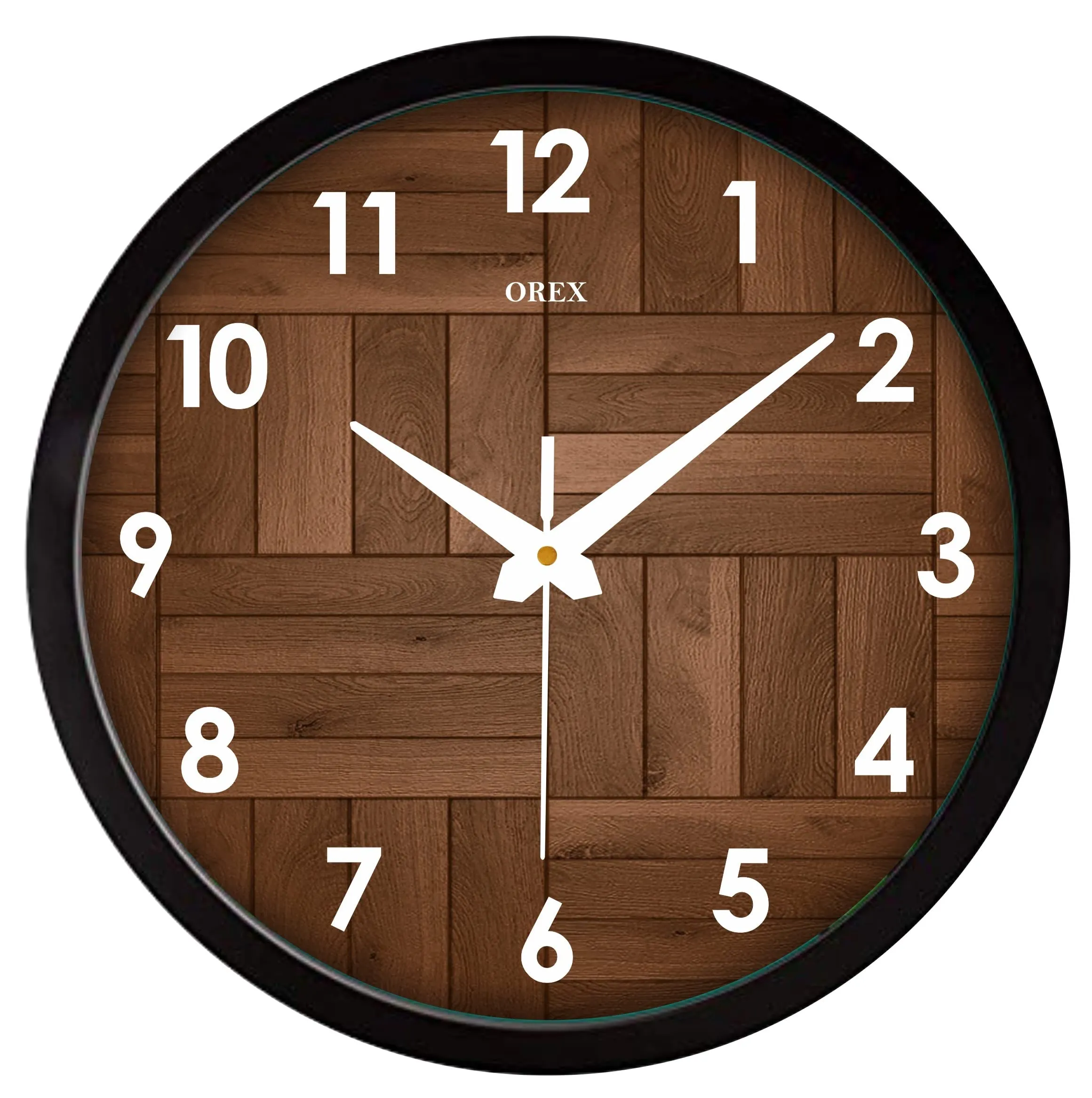 OREX CLOCK AND GIFT 12 inch Plastic & Glass Wall Clock for Home, Bedroom, Livingroom, Diningroom - Wooden Design