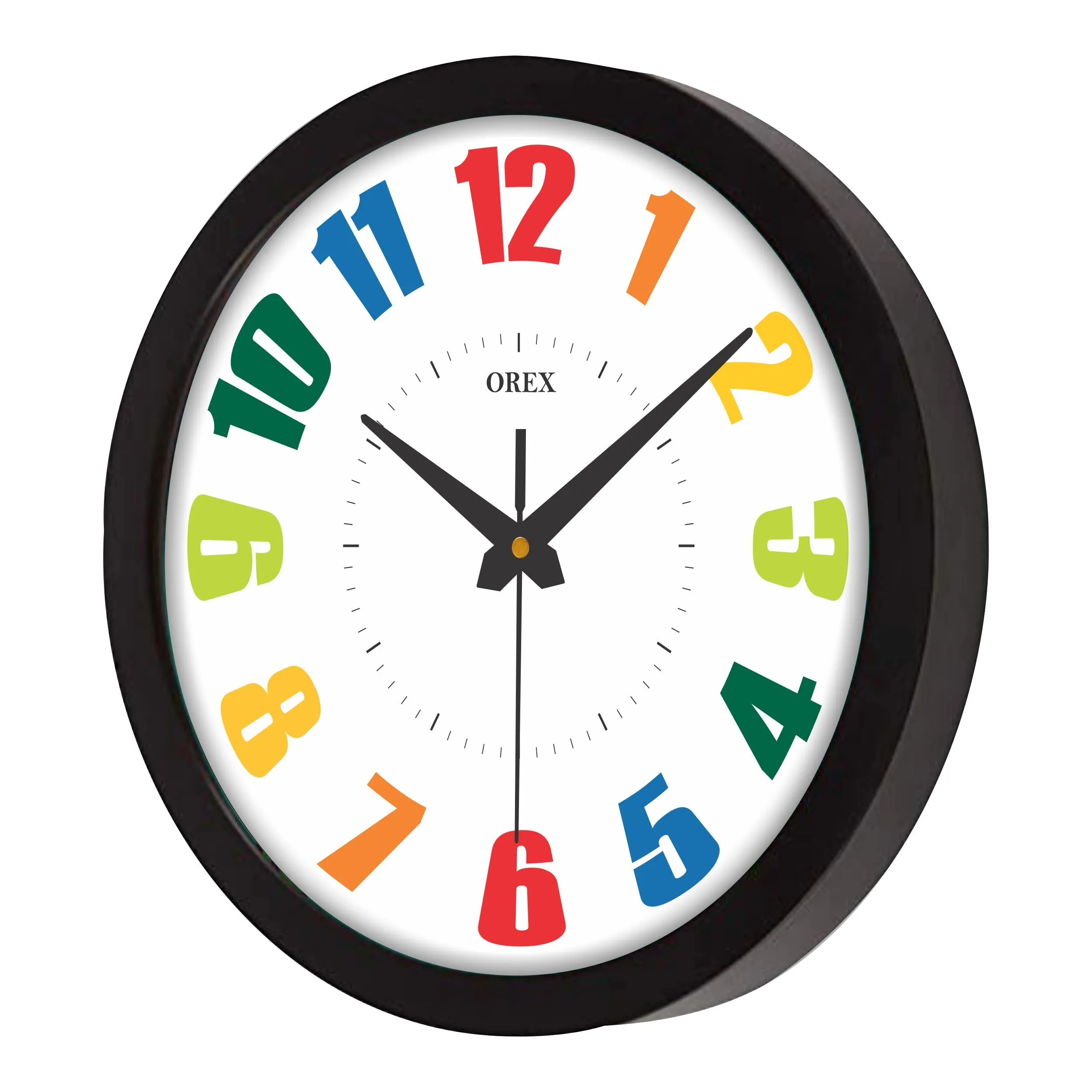 OREX Stylish Multicolor Design Wall Clock for Home/Living Room/Bedroom/Kitchen/Office/Kids Room (Black)