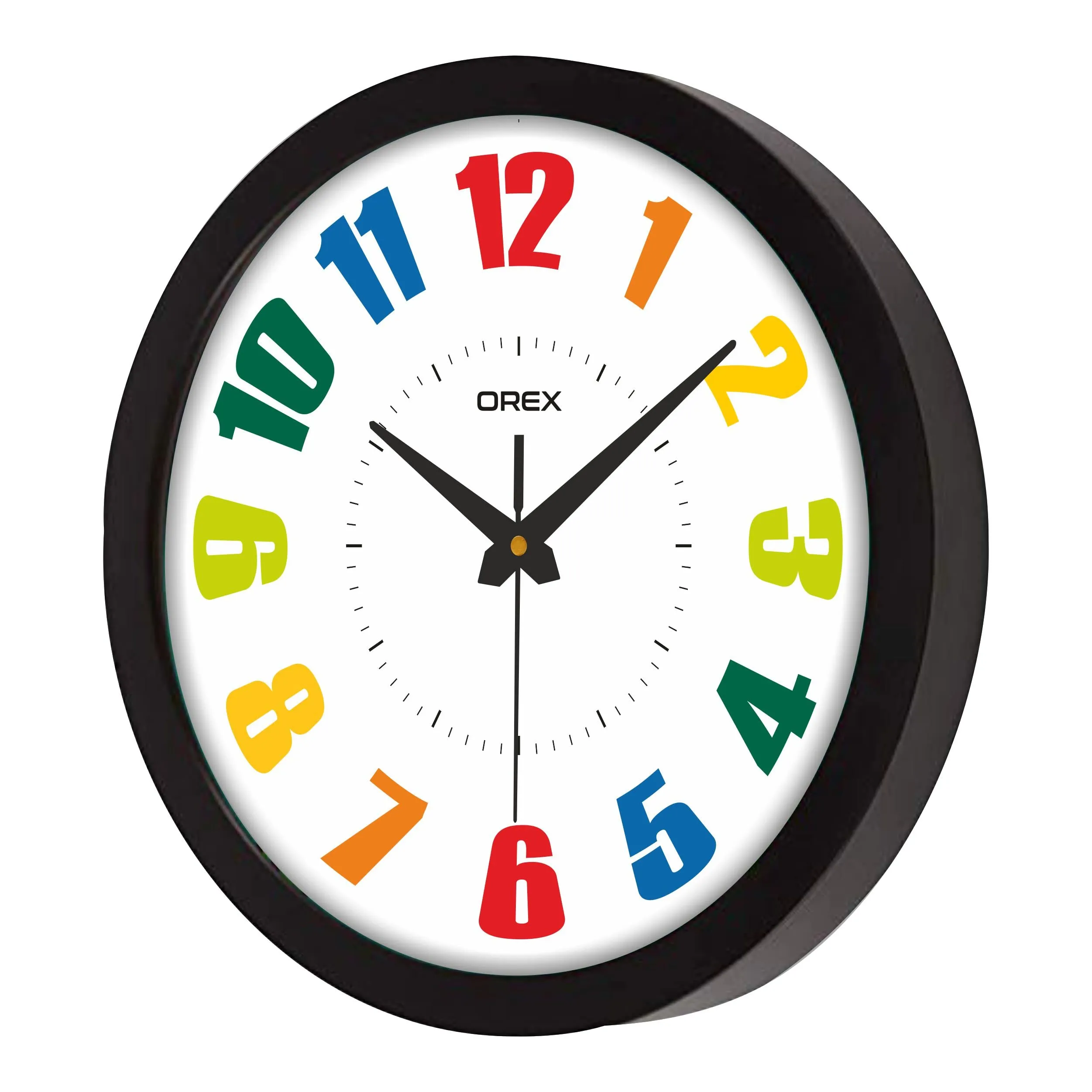 OREX Stylish Multicolor Design Wall Clock for Home/Living Room/Bedroom/Kitchen/Office/Kids Room (Black)