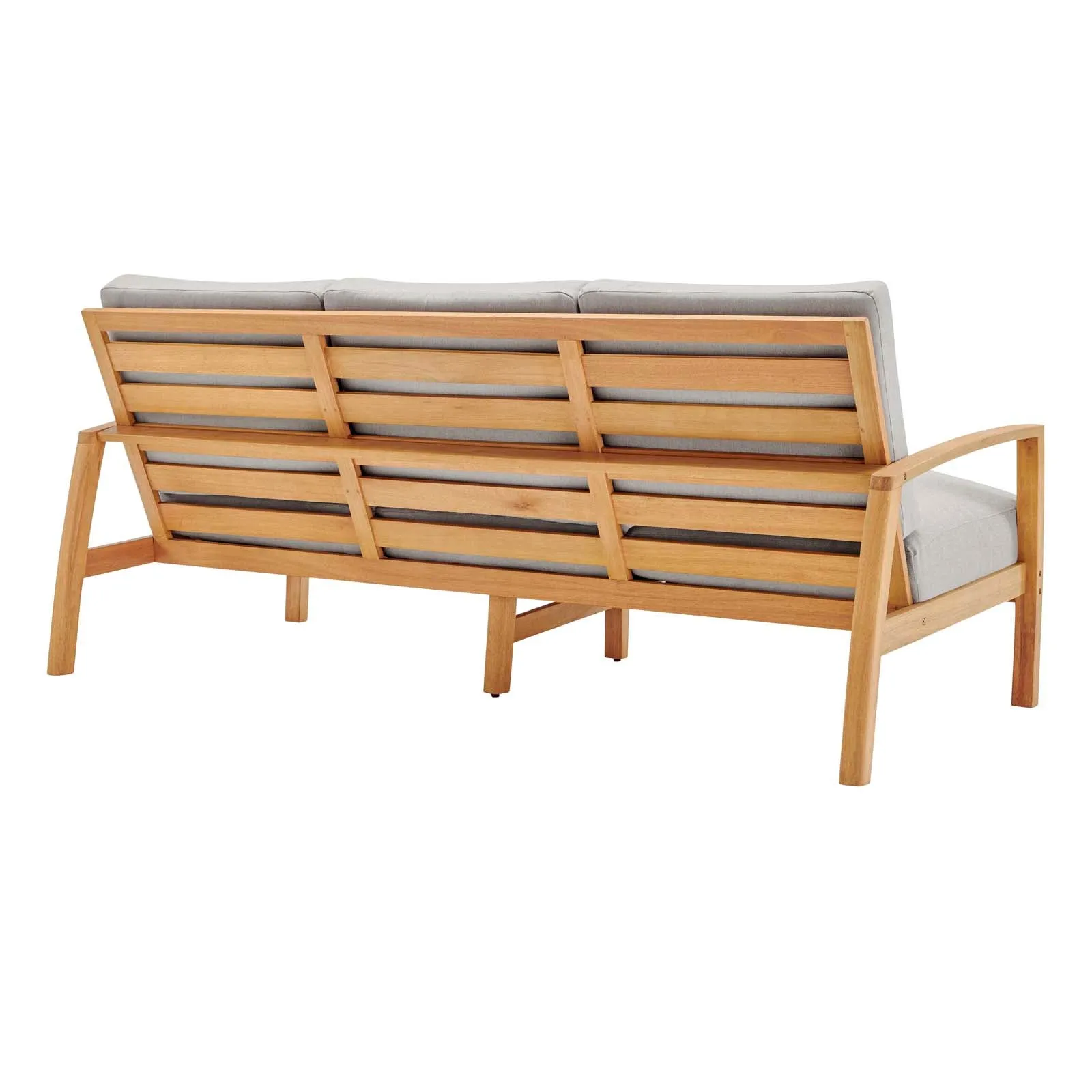 Orlean Outdoor Patio Eucalyptus Wood Sofa Natural Light Gray